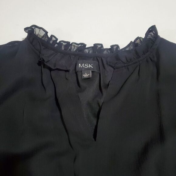 black ruffle mini dress by MSK size L NEW without tags - Picture 4 of 10